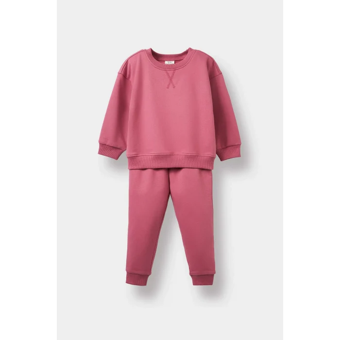 Defacto E8360A5PR220 Mor Kız Bebek 2li Takım İçi Yumuşak Tüylü Sweatshirt Eşofman Altı