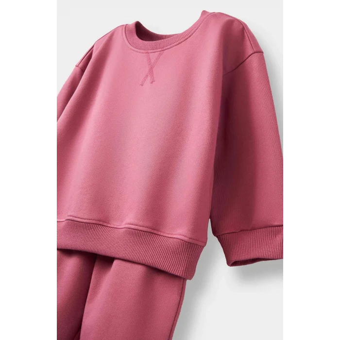 Defacto E8360A5PR220 Mor Kız Bebek 2li Takım İçi Yumuşak Tüylü Sweatshirt Eşofman Altı