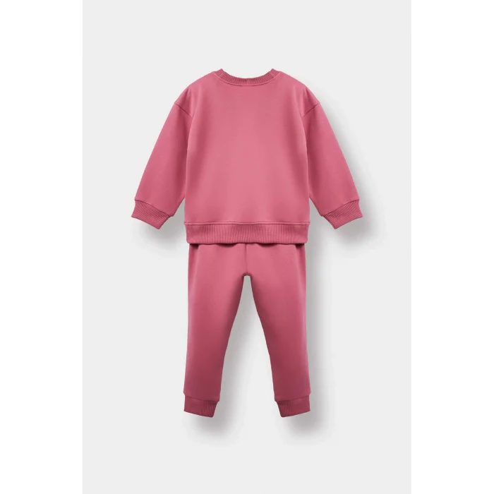 Defacto E8360A5PR220 Mor Kız Bebek 2li Takım İçi Yumuşak Tüylü Sweatshirt Eşofman Altı