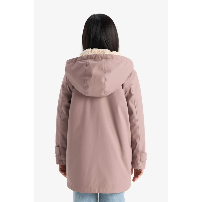 Defacto C5229A8BR287 Bordo Kız Çocuk Su Geçirmez Kapüşonlu Fermuarlı Yağmurluk