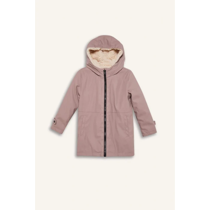 Defacto C5229A8BR287 Bordo Kız Çocuk Su Geçirmez Kapüşonlu Fermuarlı Yağmurluk