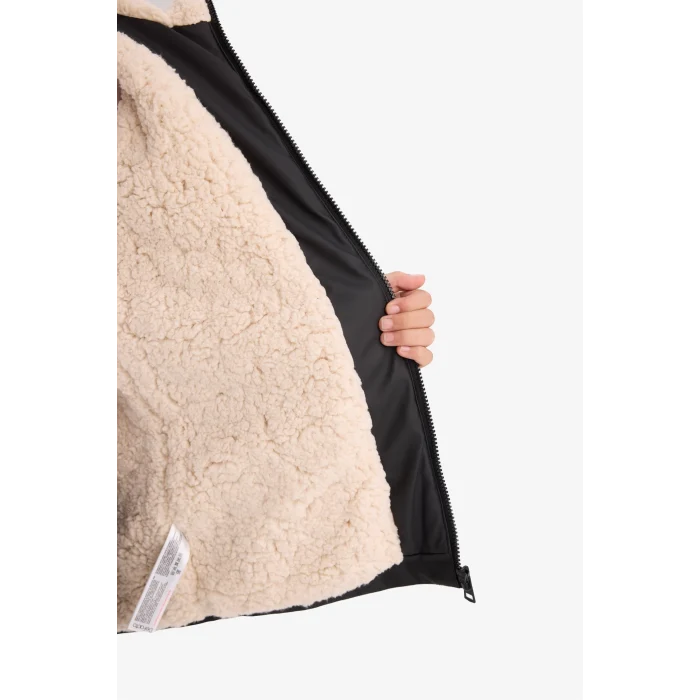 Defacto C5229A8BK27 Siyah Kız Çocuk Su Geçirmez Kapüşonlu Fermuarlı Yağmurluk