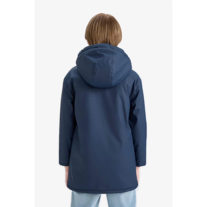 Defacto C4315A8NV241 Lacivert Erkek Çocuk Su Geçirmez Kapüşonlu Pelüş Astar Yağmurluk