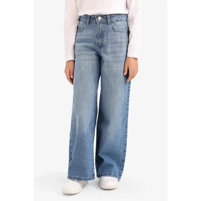 Defacto E7710A8NM28 Mavi Kız Çocuk Wide Leg Geniş Paça Jean Pantolon