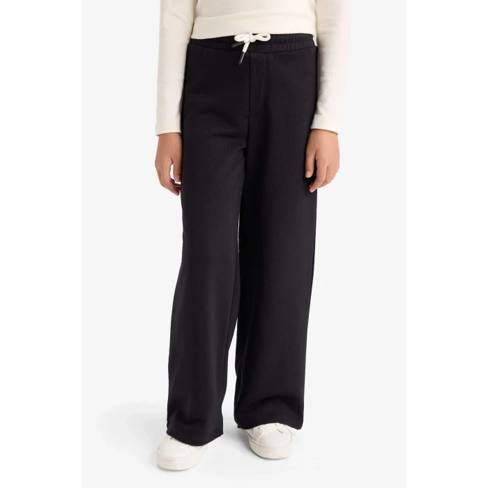 Defacto D0743A8BK81 Siyah Kız Çocuk Wide Leg Beli Lastikli Geniş Paça Eşofman Altı