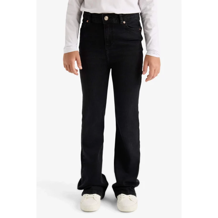 Defacto E6183A8BK27 Siyah Kız Çocuk Flare Fit İspanyol Paça Jean Pantolon