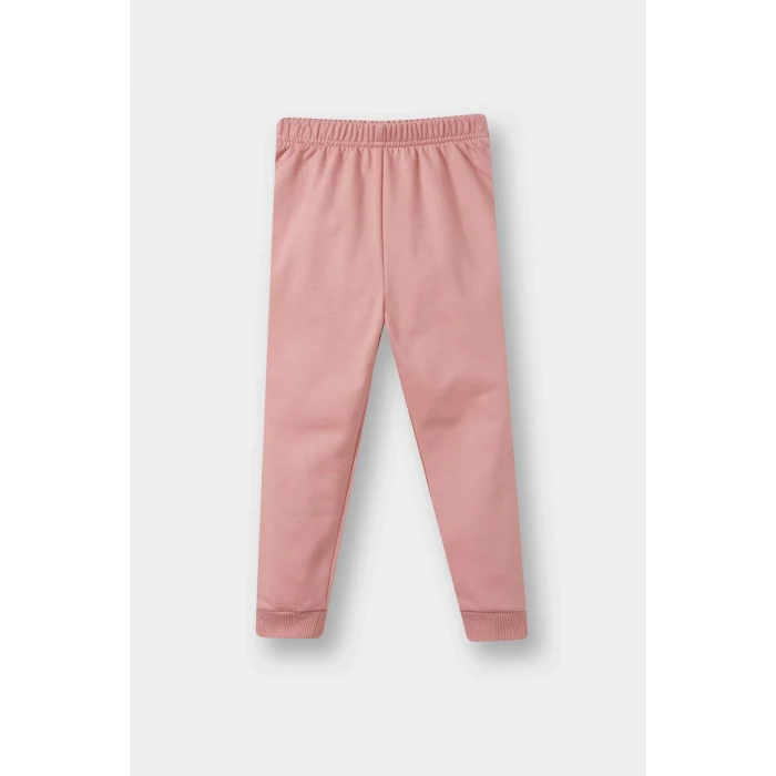 Defacto E8995A5PN111 Pembe Kız Bebek 2li Takım İçi Yumuşak Tüylü Baskılı Sweatshirt Eşofman Altı