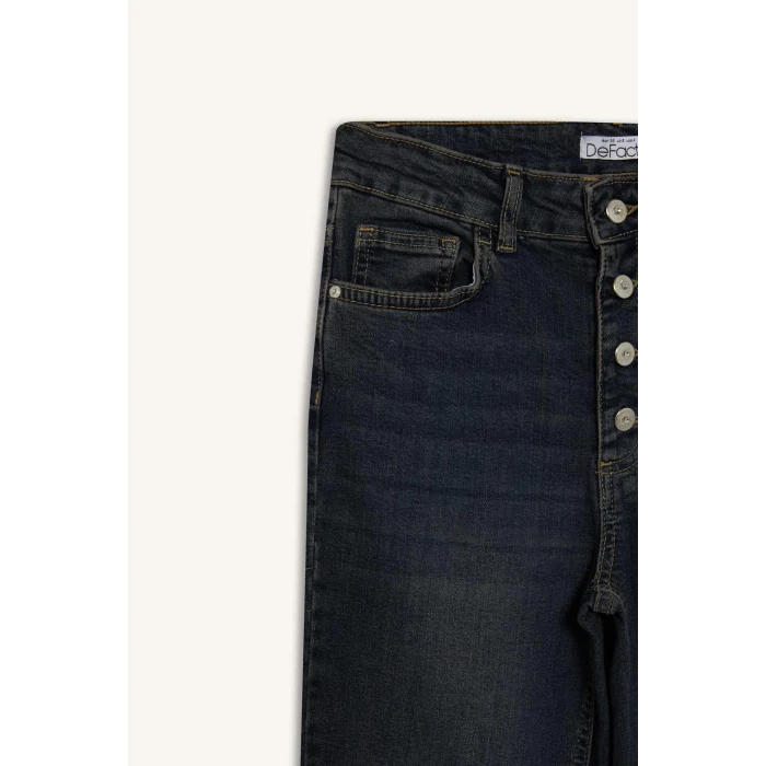 Defacto F5536AXNM36 DENIM Mia Flare Fit Normal Bel Uzun Jean Yıkamalı Pantolon