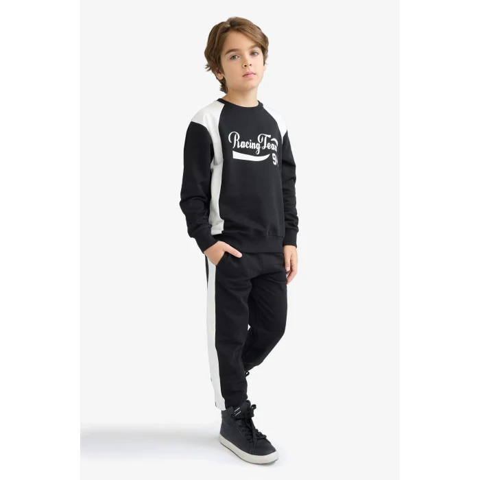 Defacto F2179A8BK81 Siyah Erkek Çocuk Beli Lastikli Baskılı Jogger Eşofman Altı