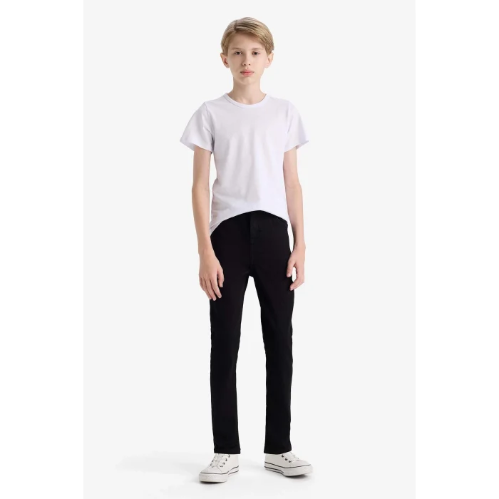 Defacto C3683A8NM40 Siyah Erkek Çocuk Okul Slim Fit Dar Kesim Düz Paça Jean Pantolon
