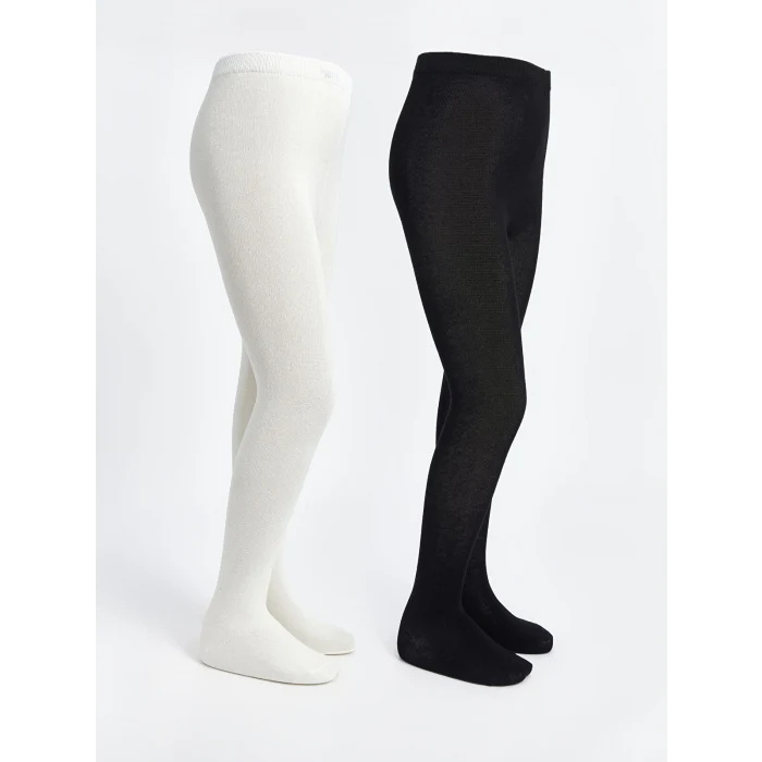 LCW Kids Siyah Basic Kız Çocuk Külotlu Çorap 2li