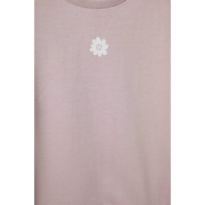 Defacto E8351A5PR345 Pembe Kız Bebek Bisiklet Yaka Çiçekli Sweatshirt