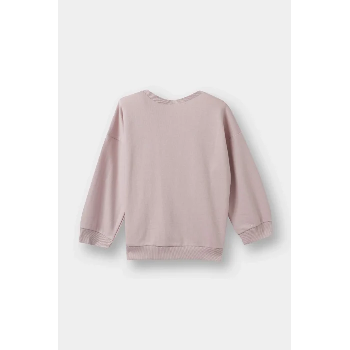 Defacto E8351A5PR345 Pembe Kız Bebek Bisiklet Yaka Çiçekli Sweatshirt