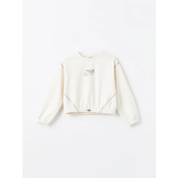 LCW Kids Ekru Bisiklet Yaka Soft Touch Kız Çocuk Eşofman Takım