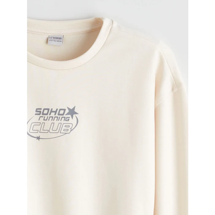 LCW Kids Ekru Bisiklet Yaka Soft Touch Kız Çocuk Eşofman Takım