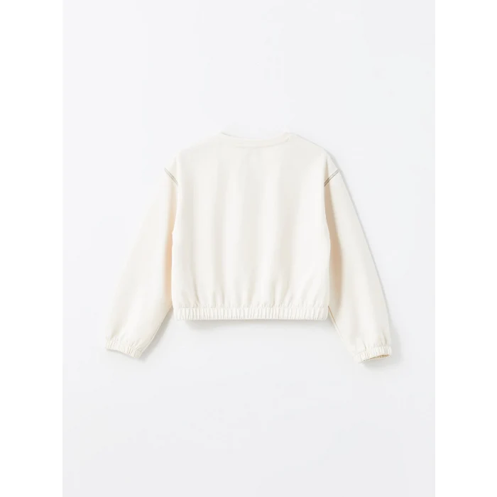 LCW Kids Ekru Bisiklet Yaka Soft Touch Kız Çocuk Eşofman Takım