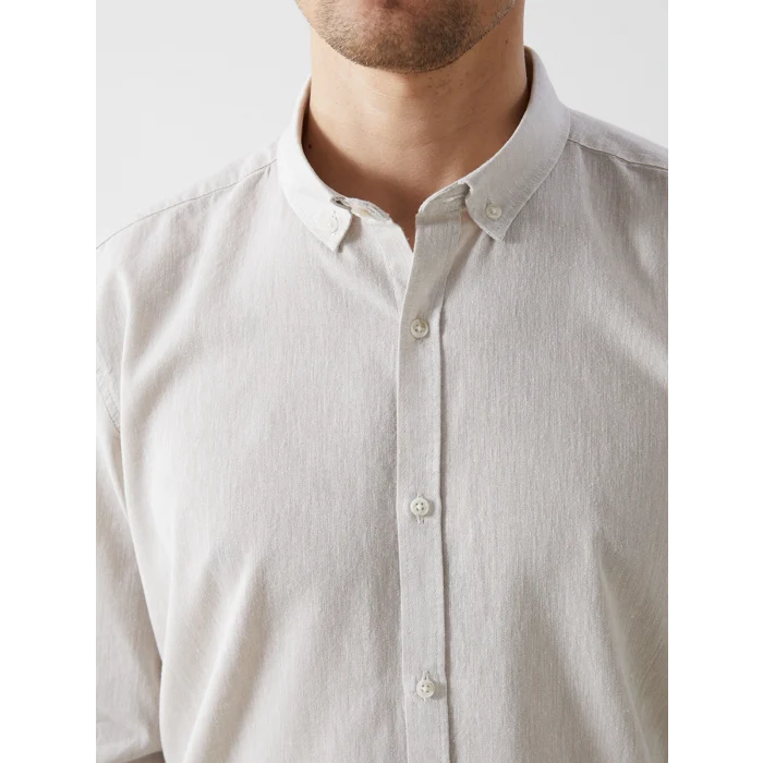 LCW Vision Bej Regular Fit Uzun Kollu Keten Karışımlı Erkek Gömlek