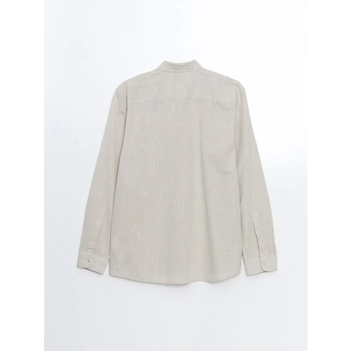 LCW Vision Bej Regular Fit Uzun Kollu Keten Karışımlı Erkek Gömlek