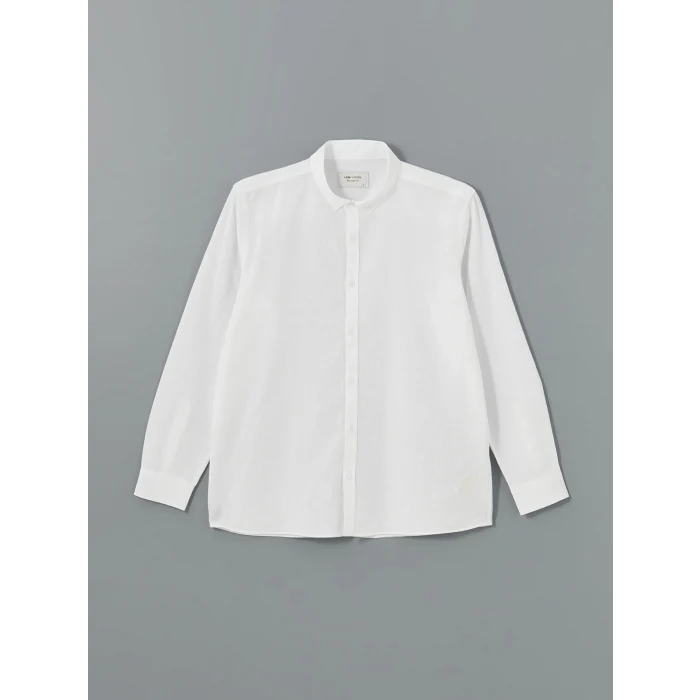 LCW Vision Beyaz Slim Fit Uzun Kollu Keten Karışımlı Erkek Gömlek