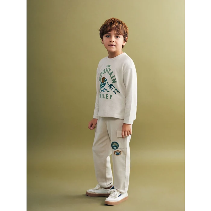 LCW Kids Gri Beli Lastikli Nakışlı Erkek Çocuk Jogger Eşofman Altı