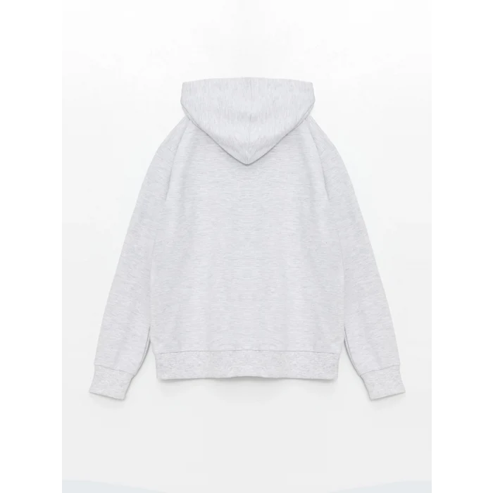 LCW Kids Gri Kapüşonlu Basic Uzun Kollu Kız Çocuk Fermuarlı Sweatshirt