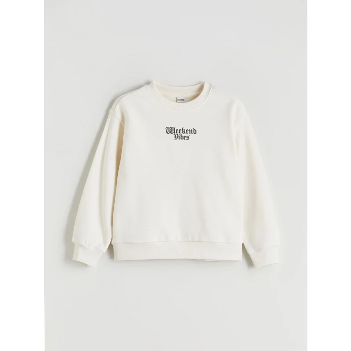 LCW Kids Ekru Bisiklet Yaka Kız Çocuk Sweatshirt