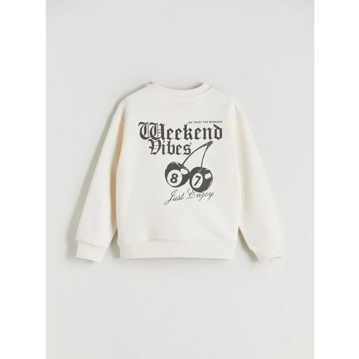 LCW Kids Ekru Bisiklet Yaka Kız Çocuk Sweatshirt