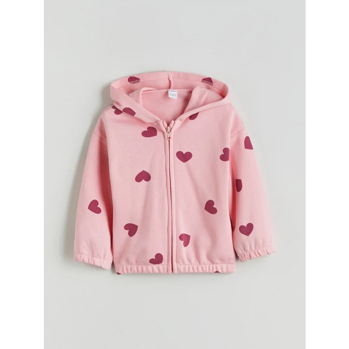 LCW Kids Pembe Fermuarlı Kapüşonlu Kız Çocuk Sweatshirt