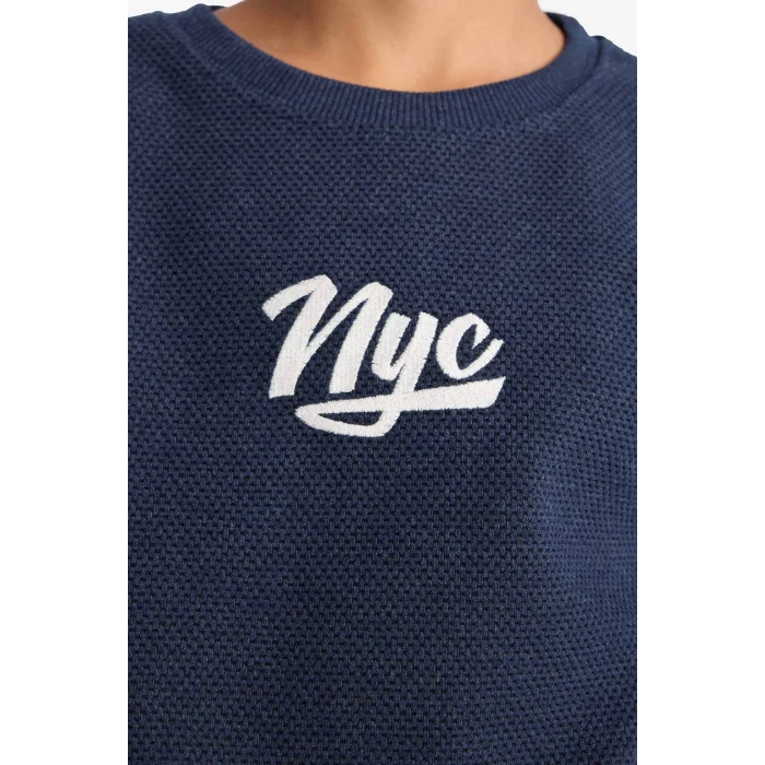 Defacto F2498A8NV254 Lacivert Erkek Çocuk 2li Takım Baskılı Sweatshirt Eşofman Altı