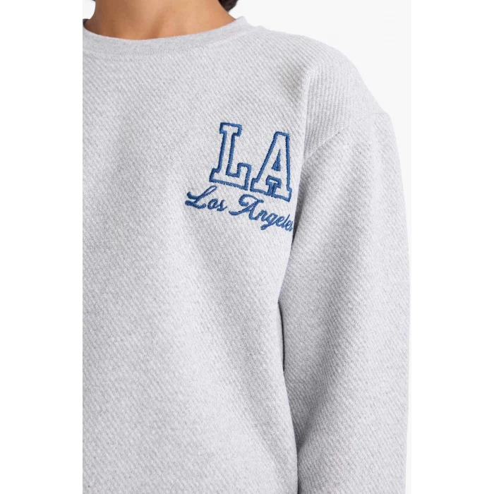 Defacto F2593A8GR377 Gri Erkek Çocuk 2li Takım Baskılı Sweatshirt Eşofman Altı