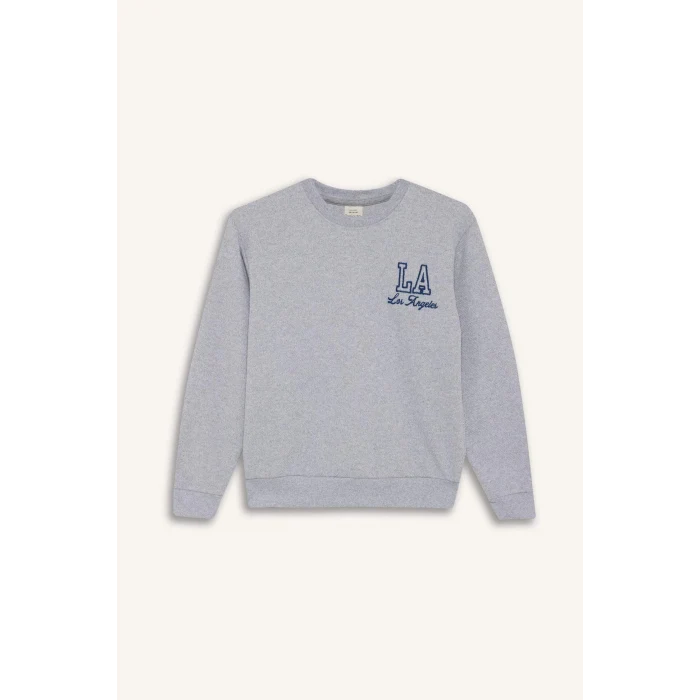 Defacto F2593A8GR377 Gri Erkek Çocuk 2li Takım Baskılı Sweatshirt Eşofman Altı