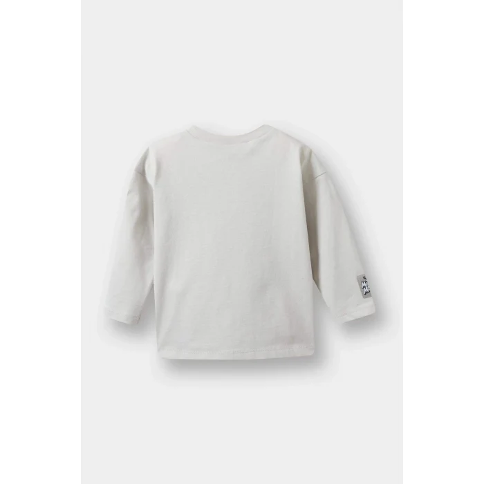 Defacto F5007A5GR503 Gri Erkek Bebek Disney Mickey & Minnie Bisiklet Yaka Uzun Kollu Tişört