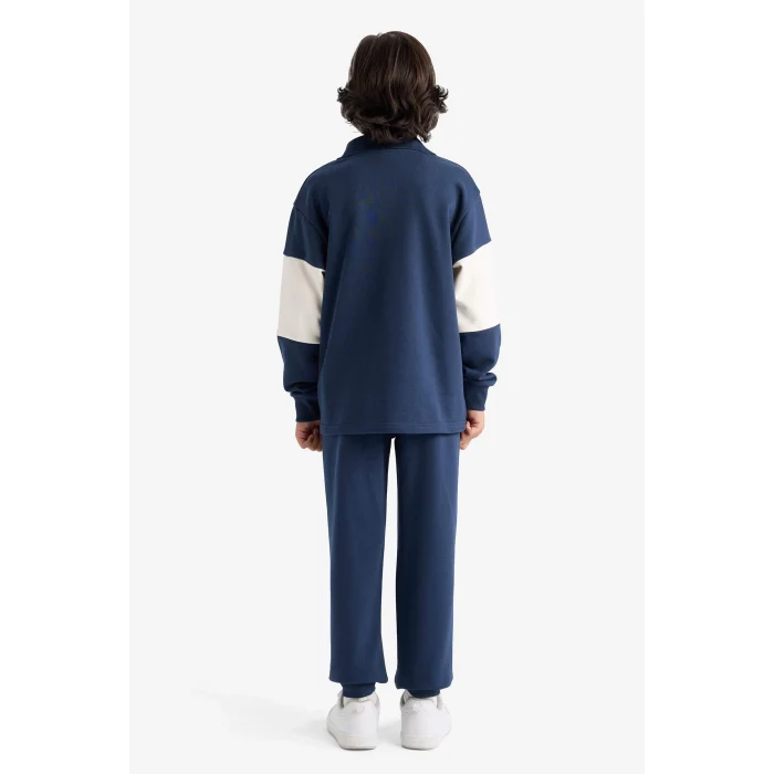 Defacto F2500A8NV147 Lacivert Erkek Çocuk 2li Takım Renk Bloklu Sweatshirt Eşofman Altı