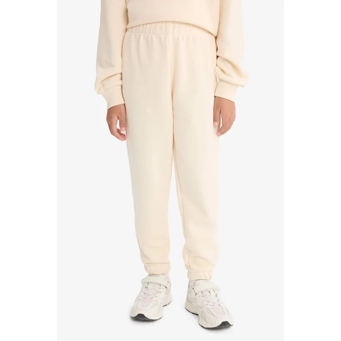 Defacto F2559A8ER42 Ekru Kız Çocuk 2li Takım Baskılı Sweatshirt Eşofman Altı