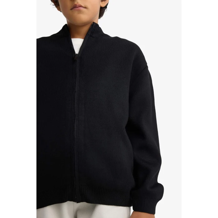 Defacto F0817A8BK27 Siyah Erkek Çocuk Yarım Fermuarlı Hırka