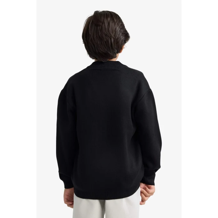 Defacto F0817A8BK27 Siyah Erkek Çocuk Yarım Fermuarlı Hırka