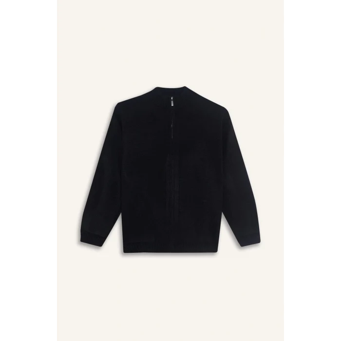 Defacto F0817A8BK27 Siyah Erkek Çocuk Yarım Fermuarlı Hırka