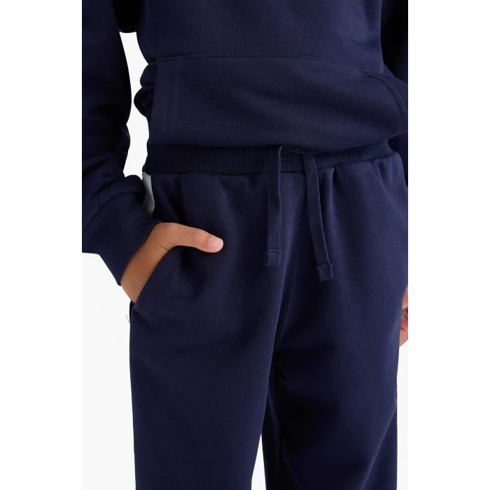 Defacto F2503A8NV31 Lacivert Erkek Çocuk 2li Takım Kapüşonlu Baskılı Sweatshirt Eşofman Altı