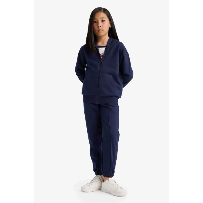 Defacto X9036 Lacivert Kız Çocuk Beli Lastikli Basic Düz Okul Jogger Eşofman Altı