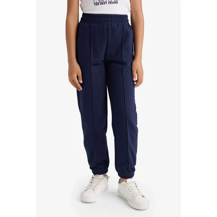 Defacto X9036 Lacivert Kız Çocuk Beli Lastikli Basic Düz Okul Jogger Eşofman Altı