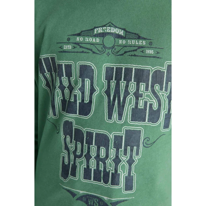 Defacto G1816A8GN957 Yeşil Erkek Çocuk Bisiklet Yaka Baskılı Uzun Kollu Tişört