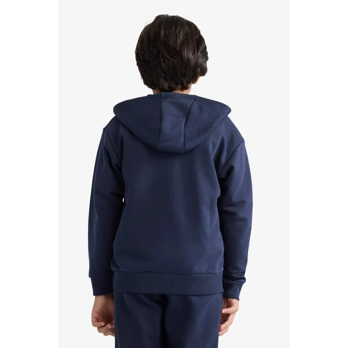 Defacto E9575A8NV253 Lacivert Erkek Çocuk Basic Düz Kapüşonlu Fermuarlı Sweatshirt