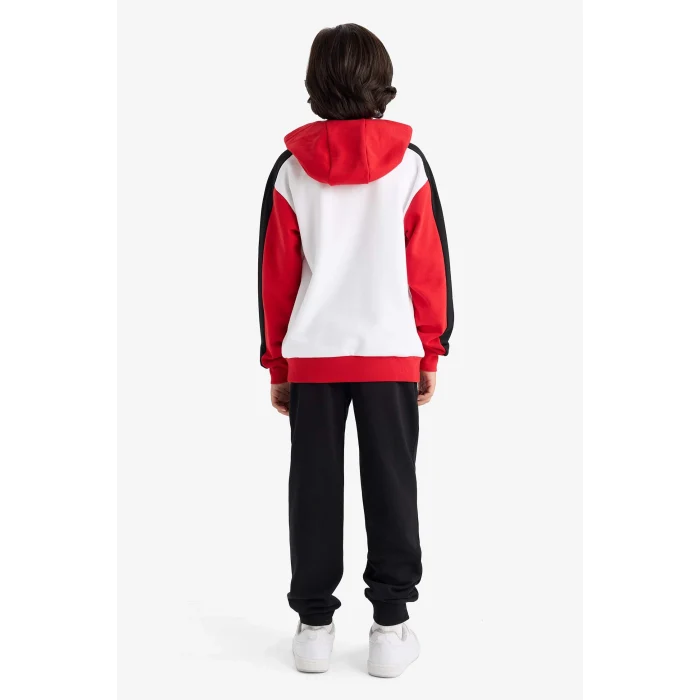 Defacto F2505A8RD79 Kırmızı Erkek Çocuk 2li Takım Kapüşonlu Baskılı Sweatshirt Eşofman Altı