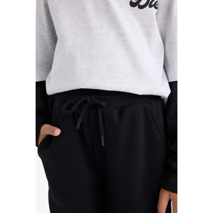 Defacto F2494A8GR400 Gri Erkek Çocuk 2li Takım Baskılı Sweatshirt Eşofman Altı