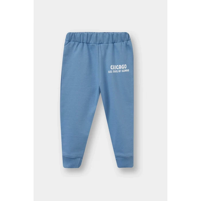 Defacto E9270A5BE88 Mavi Erkek Bebek Beli Lastikli Baskılı Eşofman Altı