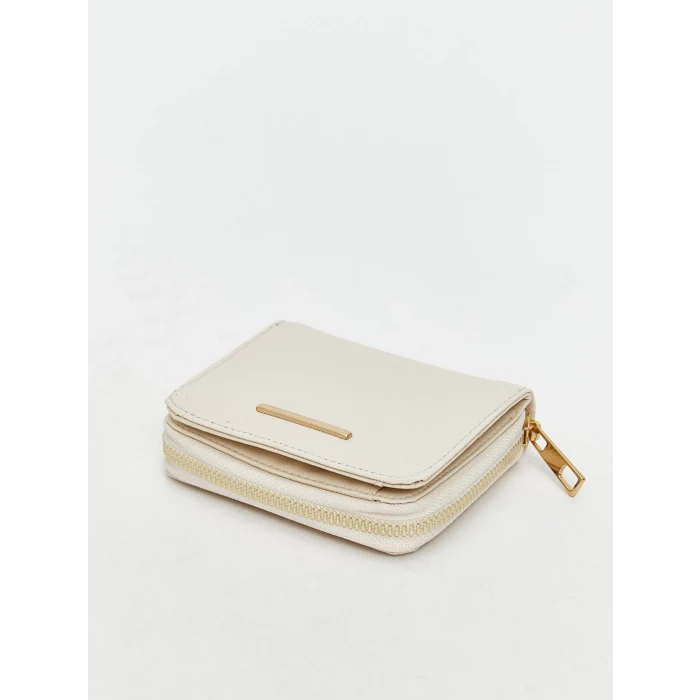 LCW ACCESSORIES Ekru Deri Görünümlü Kadın Cüzdan
