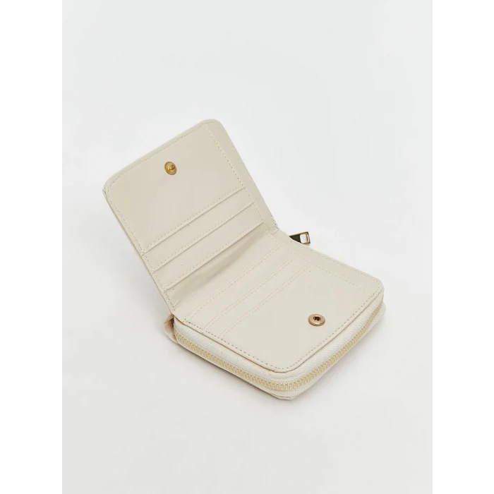 LCW ACCESSORIES Ekru Deri Görünümlü Kadın Cüzdan