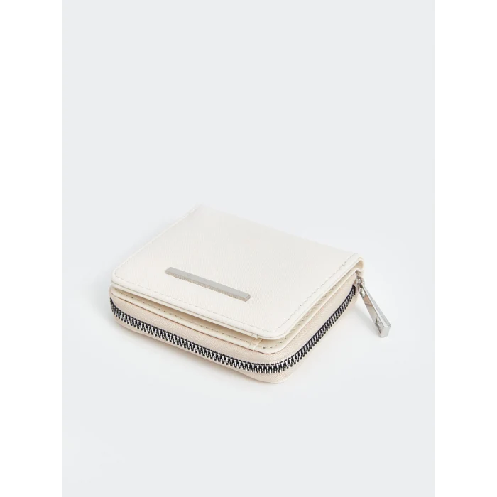 LCW ACCESSORIES Ekru Deri Görünümlü Kadın Cüzdan