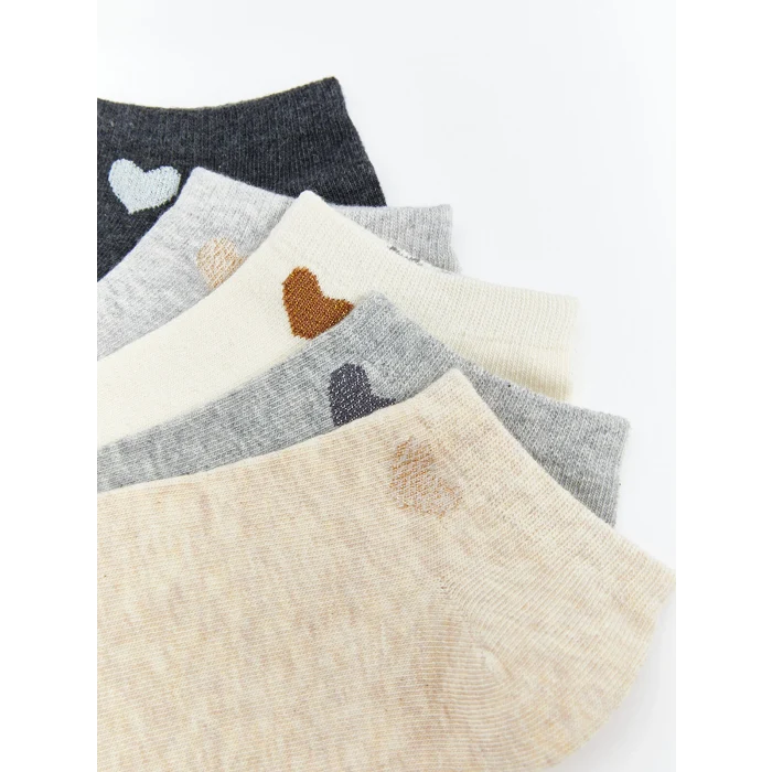 LCW DREAM Bej Desenli Kadın Patik Çorap 5li