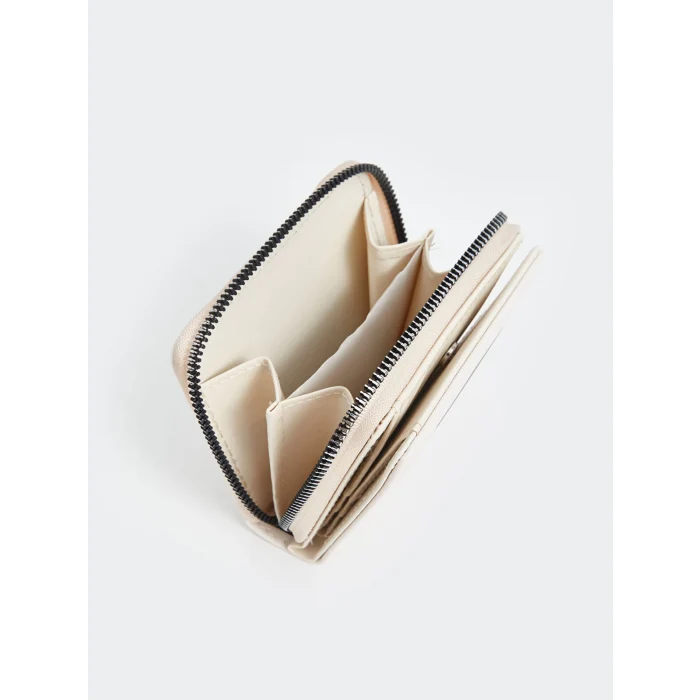 LCW ACCESSORIES Ekru Deri Görünümlü Kadın Cüzdan